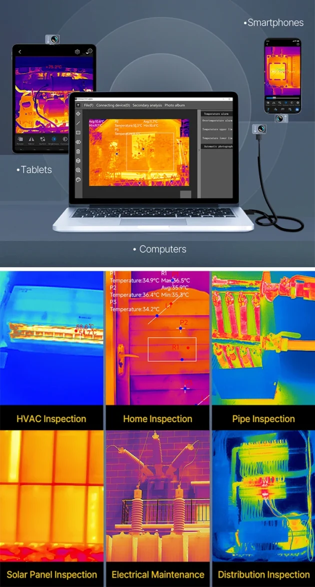 -20 to 600℃ Infrared Thermal Imaging Camera for Phones HVAC PCB Repair Tools Gadget - Image 14