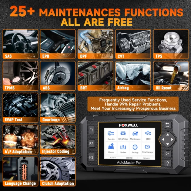 FOXWELL NT650 PRO Car ABS SRS Code Reader OBD2 Diagnostic Tool EPB OIL DPF TPMS 25+ Reset OBD2 Automotive Scanner Free Update - Image 2