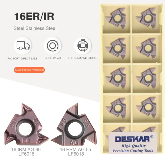 DESKAR 16ERM 16IRM 11W 14W AG55 AG60 LF6018 Indexable internal thread carbide insert lathe tool for stainless steel processing